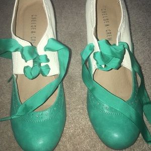Chelsea Crew Retro pinup Mary Jane dress shoe teal